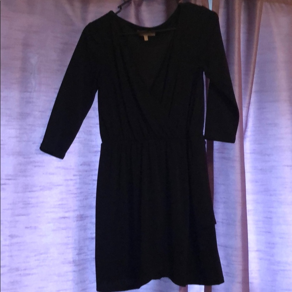 Black V neck cocktail dress